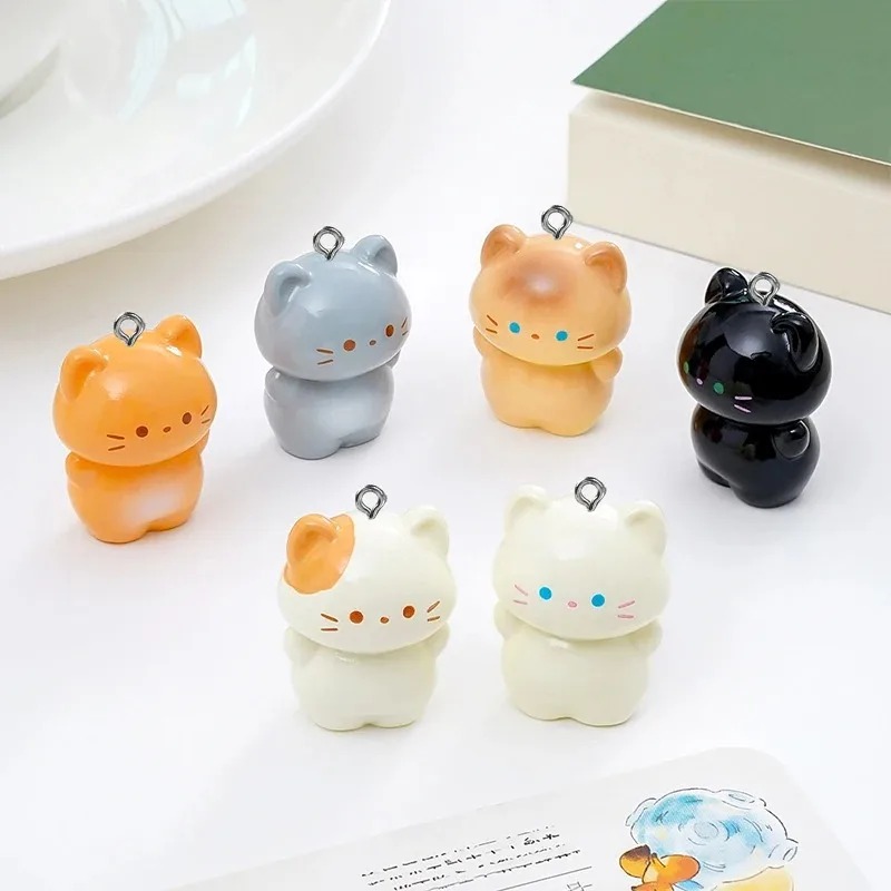 Resin Art Earrings - ชุด 10 ชิ้น จี้เรซินรูปแมวซิมายีส์ 3D แบบตั้งได้