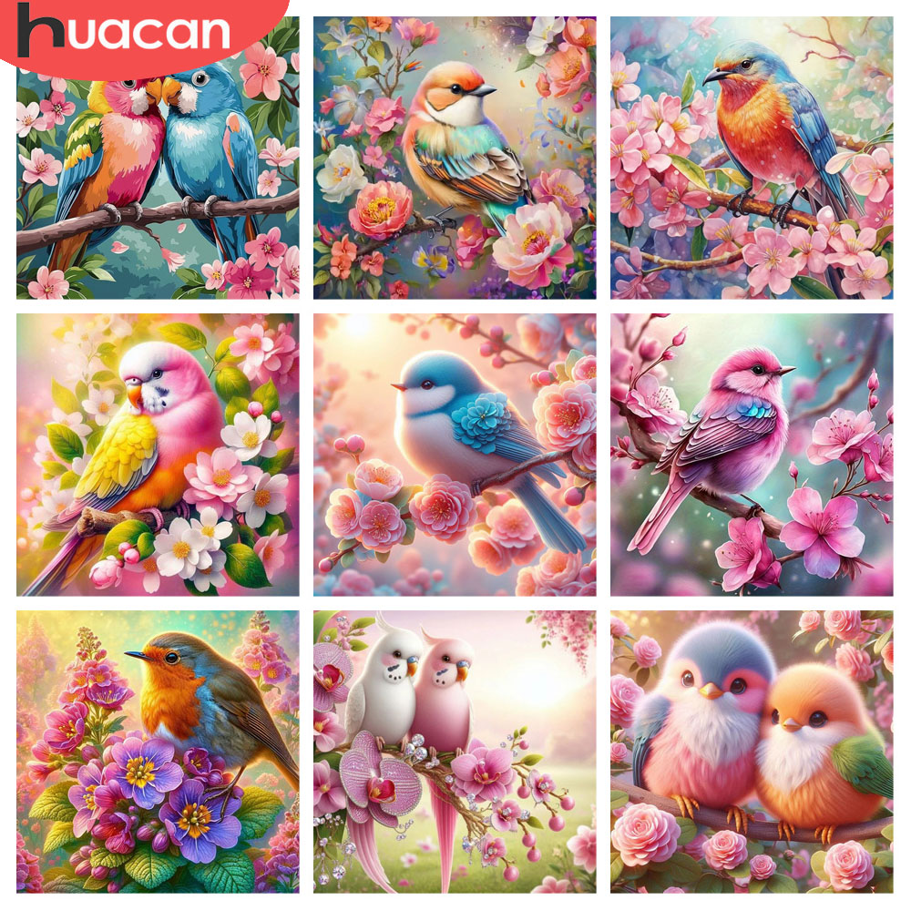 Resin Art With Rose - ภาพเพชร HUACAN ลายดอกไม้ นก สัตว์ งานปักเพชรเต็มผืน