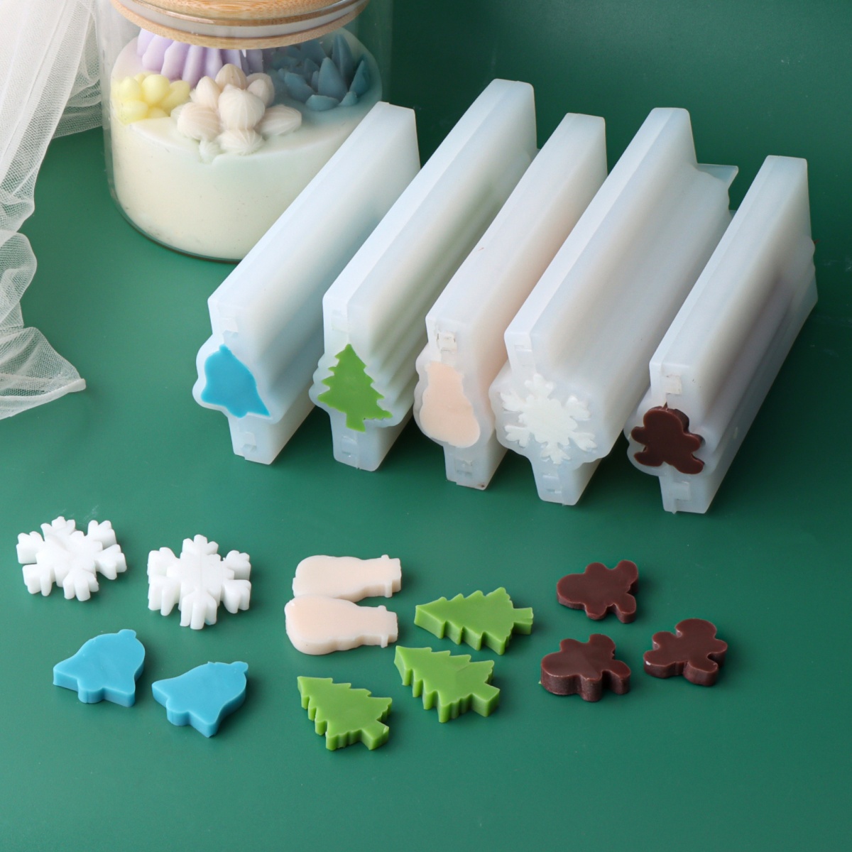 Resin Art Youtube - ต้นคริสต์มาสสบู่หลอดแม่พิมพ์ซิลิโคน Snowflake Gingerbread Man Snowman Bell