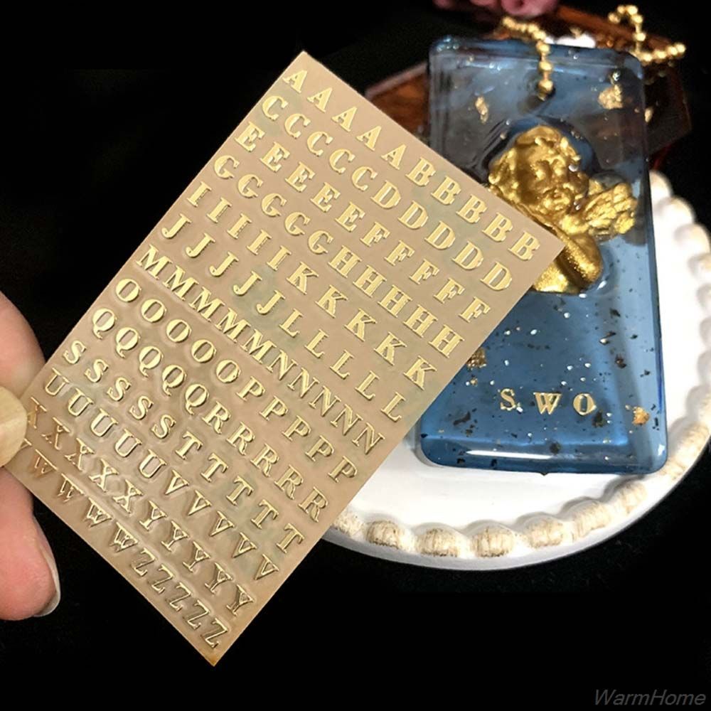 Resin Art Alphabet - สติ๊กเกอร์ตกแต่งอีพ็อกซี่เรซิ่นฟิลเลอร์ตัวอักษรภาษาอังกฤษสีทองและสีเงินสติ๊กเกอร์เติมอีพ็อกซี่ป้ายสติกเกอร์ตัวอักษร