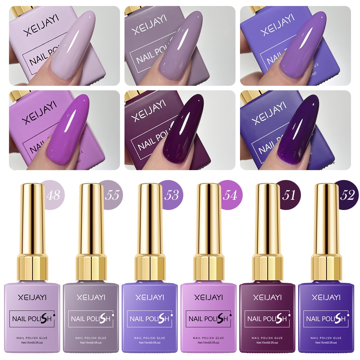 Resin Art All - 6 ชิ้น/เซ็ต 15ml เจลเล็บ 6 สีโรแมนติกสีม่วง