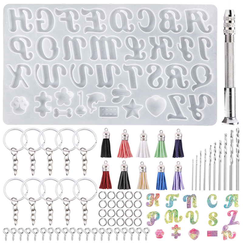 Resin Art Alphabet - ตัวอักษรพวงกุญแจแม่พิมพ์ตัวอักษรเรซินแม่พิมพ์ซิลิโคนเรซิ่นตัวอักษรจํานวนแม่พิมพ์สําหรับ DIY พวงกุญแจเครื่องประดับจี้ทํา