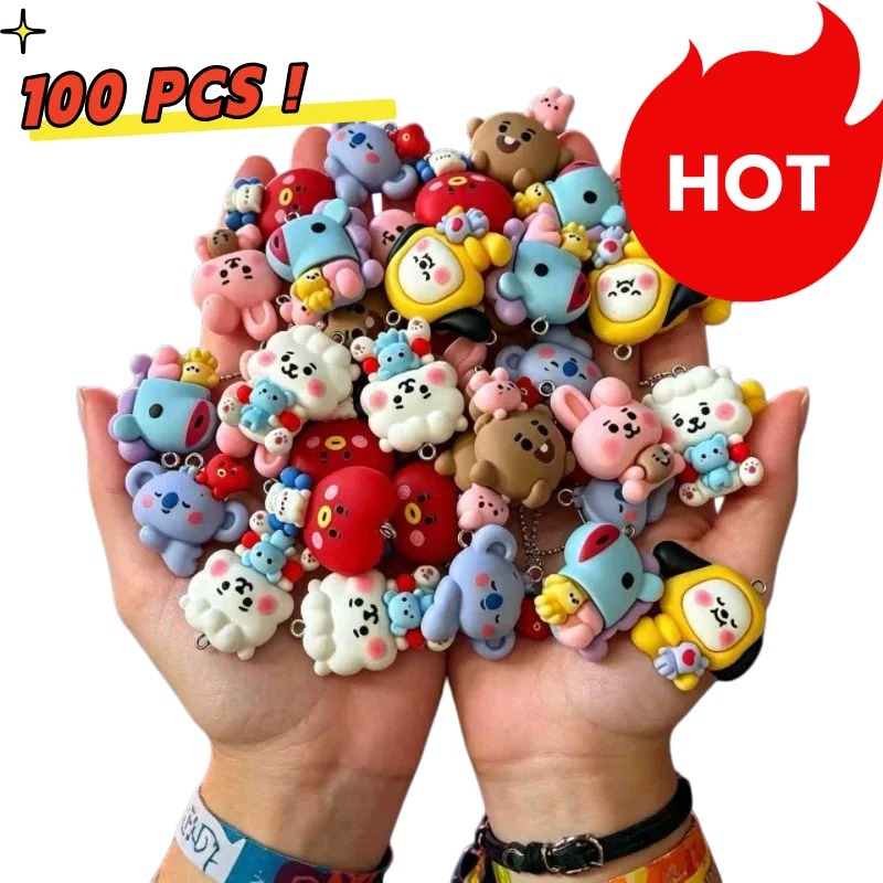 Resin Art Earrings - ชุด 7 ชิ้น BT21 ชาร์มการ์ตูนเรซิน อุปกรณ์