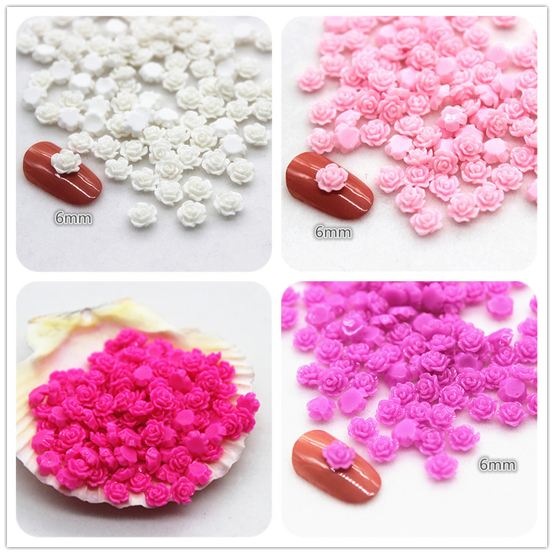 Resin Art With Rose - 100pcs 6mm เรซิ่น MINI Rose ดอกไม้