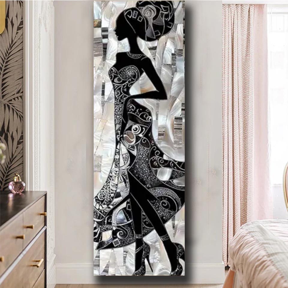 Resin Art All - ภาพวาดเพชร DIY ลายผู้หญิงแอฟริกันผิวสีเต้นรำ สีดำสดใส ขนาดใหญ่ ใหม่