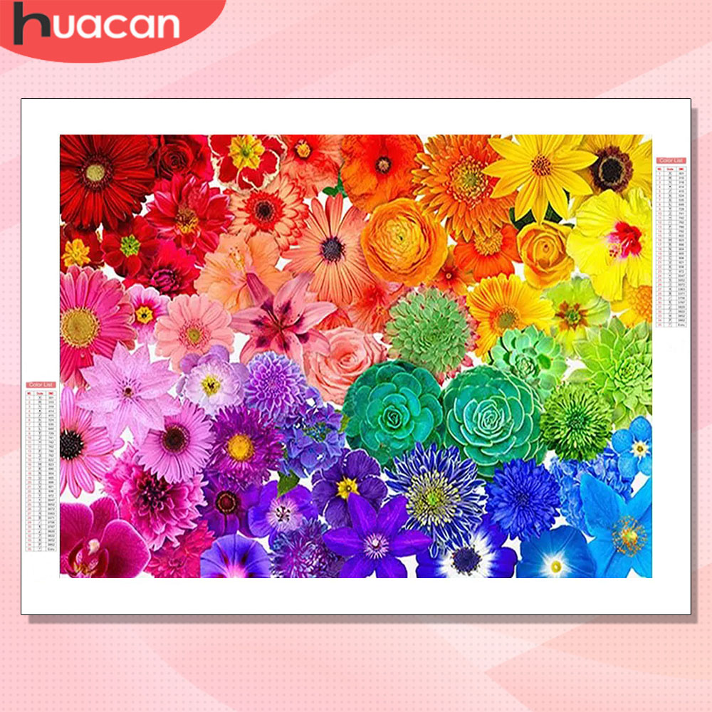 Resin Art With Rose - ชุดงานศิลปะเพชร HUACAN ลายดอกไม้หลากสี ตกแต่งบ้าน ภาพวาดดอกเบญจมาศประดับเพชร 5