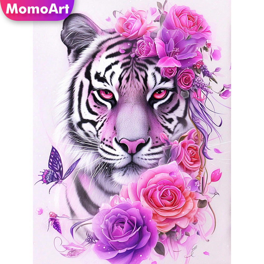 Resin Art With Rose - โมโมอาร์ต งานปักเพชรลายเสือ งานฝีมือปักคริสตัลรูปดอกกุหลาบ งานปักมือ DIY งานโมเสค