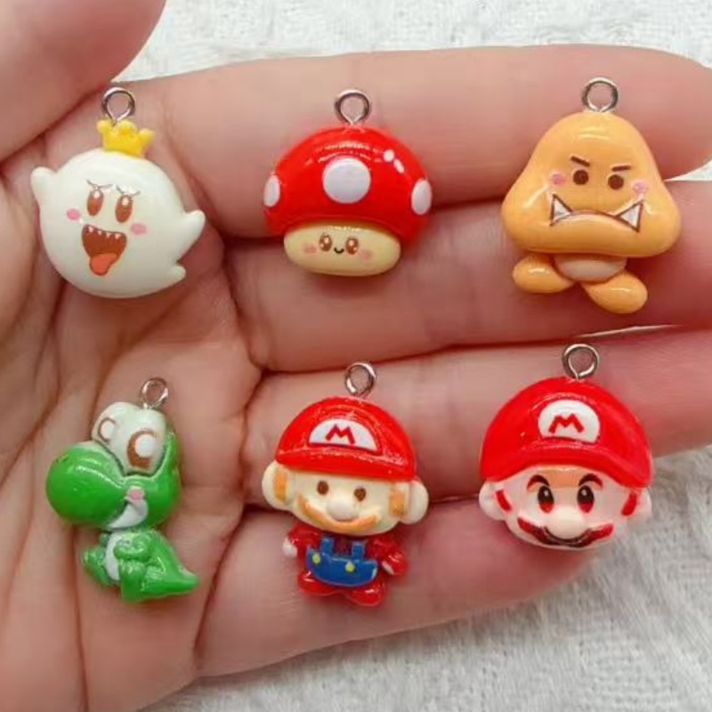 Resin Art Earrings - จี้การ์ตูนเรซิน 10 ชิ้น, อุปกรณ์ทำเครื่องประดับ DIY, ต่างหู,
