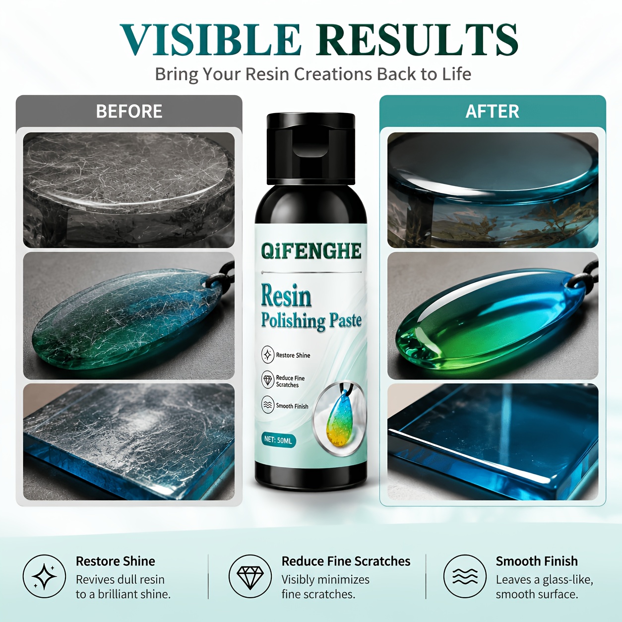 Resin Art Youtube - น้ำยาขัดเงาและฟื้นฟูเรซินอีพ็อกซี่สำหรับงานศิลปะ ขนาด 1.69 ออนซ์ หลอดน้ำยาขัดเงาและฟื้นฟูเรซินสำหรับงานศิลปะ ปลอดภัยสำหรับเรซินอีพ็อกซี่และฟื้นฟูความเงางาม