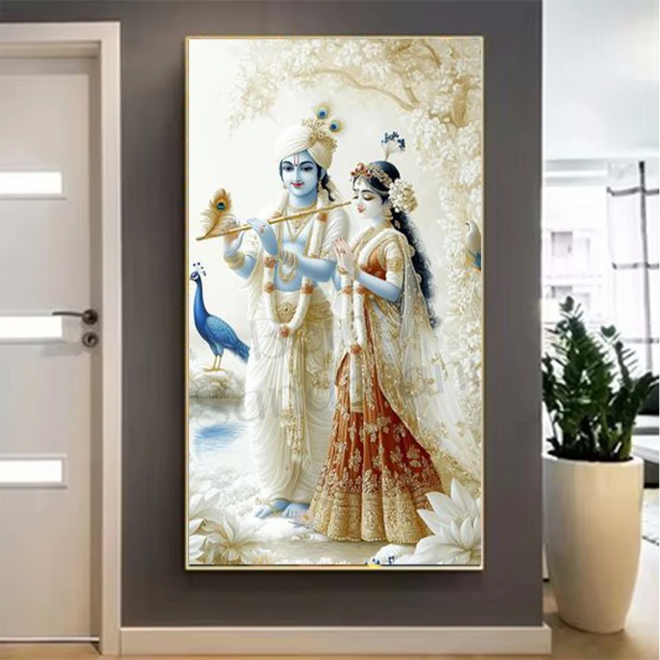 พระเจ้าอินเดีย Radha Krishna ค - Resin Art Radha Krishna บทวิจารณ์และราคา