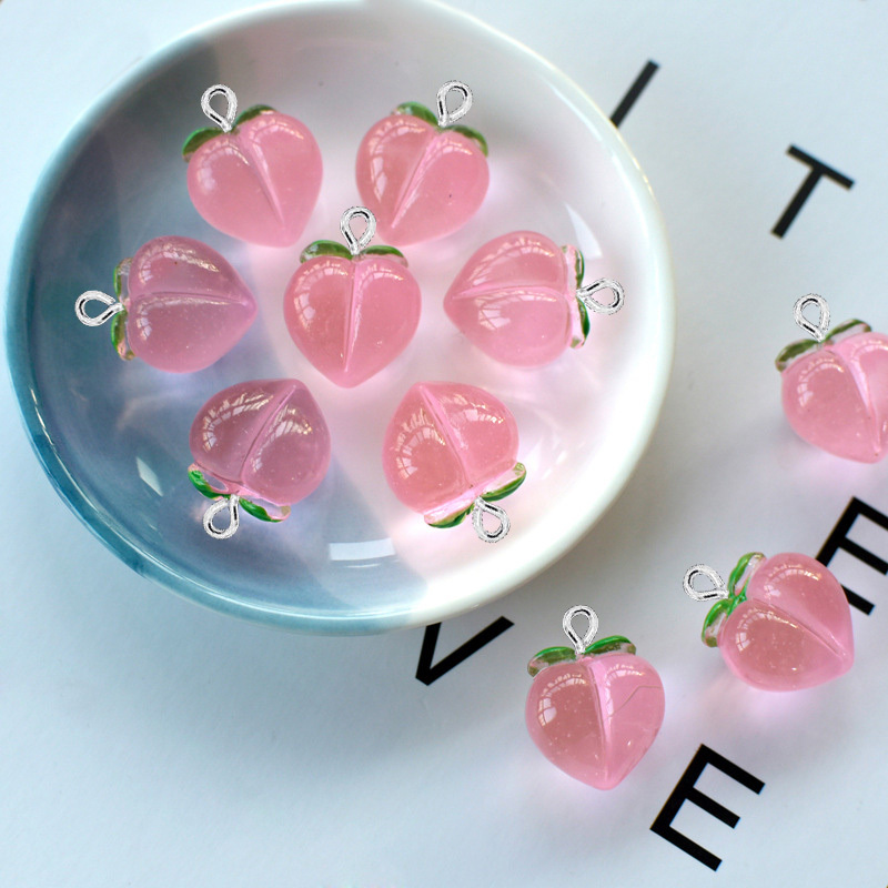 10 ชิ้น จี้เรซิ่นรูปพีชใสแบบแบ - Resin Art Earrings บทวิจารณ์และราคา