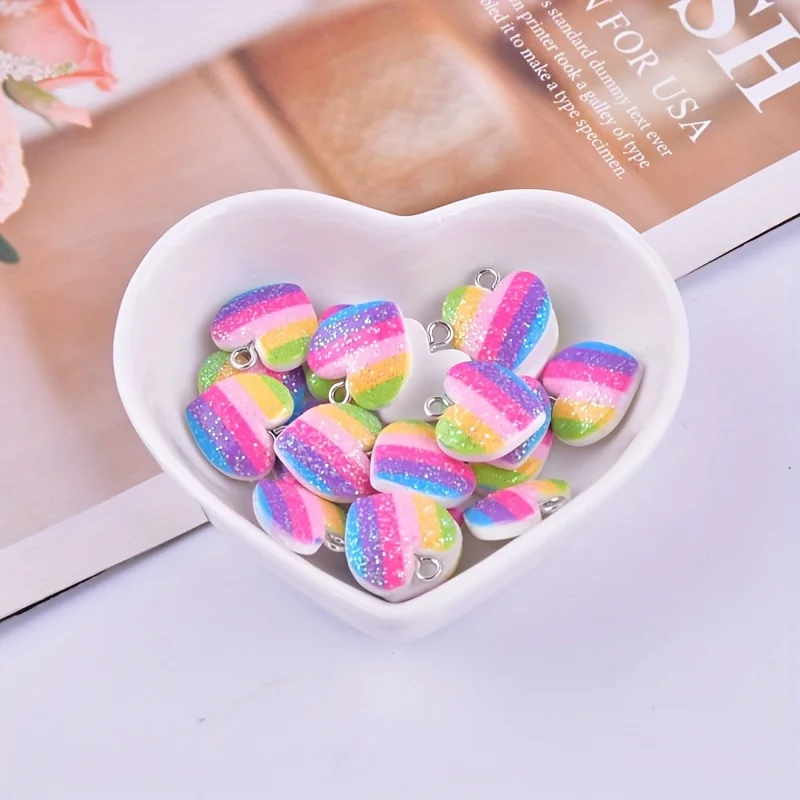 ชาร์มเรซิ่นรูปหัวใจหลากสี 10 ช - Resin Art Earrings บทวิจารณ์และราคา