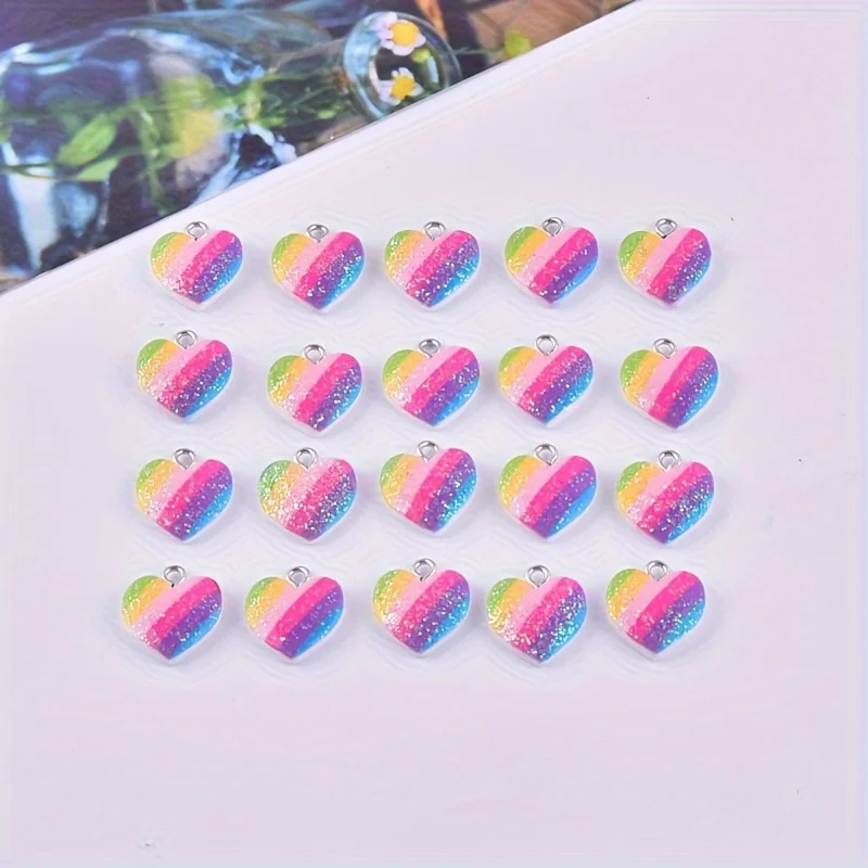 ชาร์มเรซิ่นรูปหัวใจหลากสี 10 ช - Resin Art Earrings บทวิจารณ์และราคา