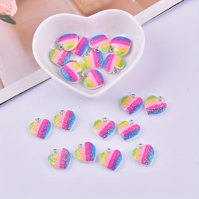 ชาร์มเรซิ่นรูปหัวใจหลากสี 10 ช - Resin Art Earrings บทวิจารณ์และราคา