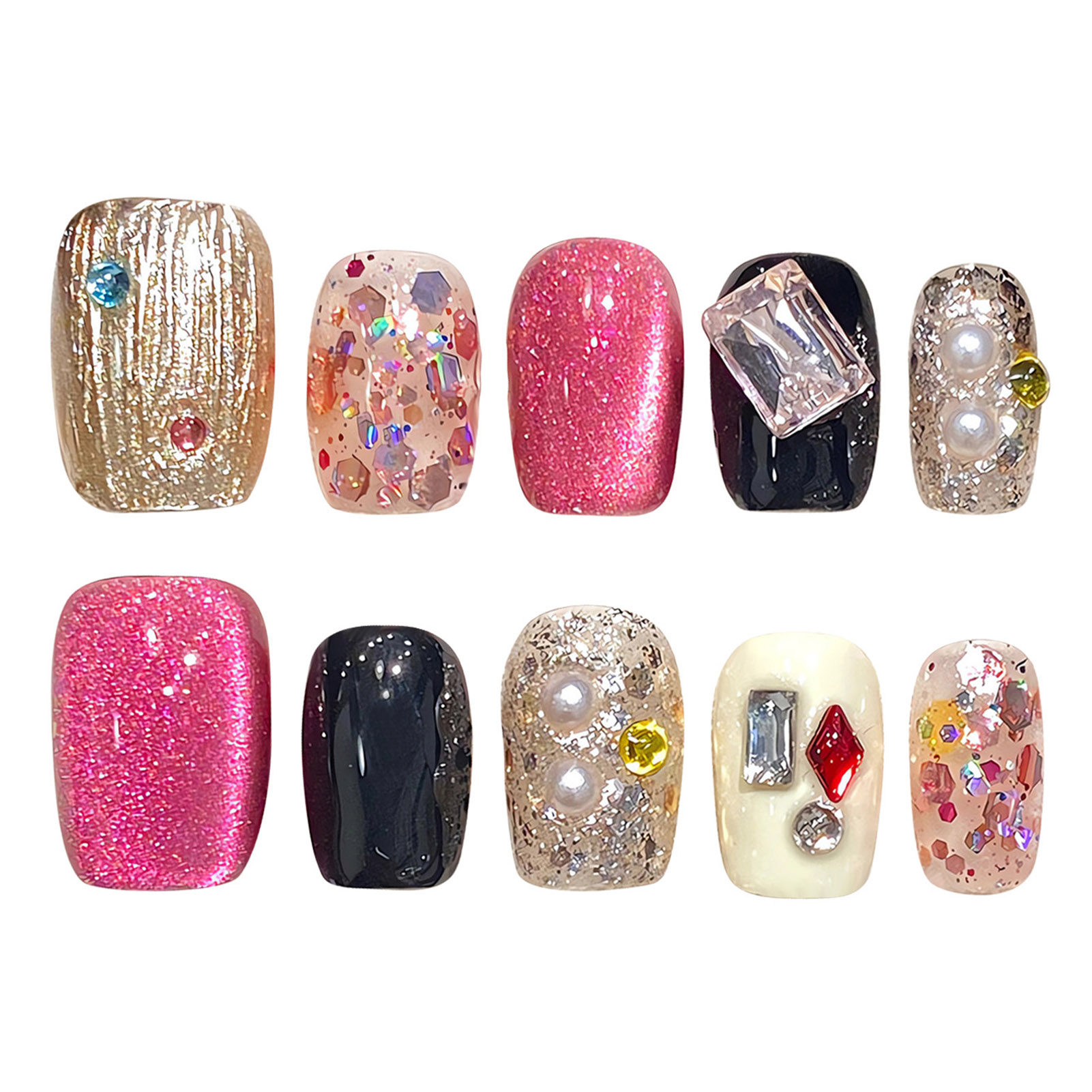 เล็บปลอมสีชมพูแวววาวแบบทำด้วยม - Resin Art And Deco บทวิจารณ์และราคา