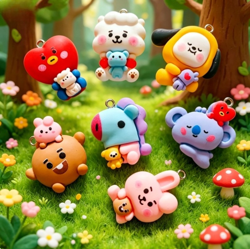 ชุด 7 ชิ้น BT21 ชาร์มการ์ตูนเร - Resin Art Earrings บทวิจารณ์และราคา