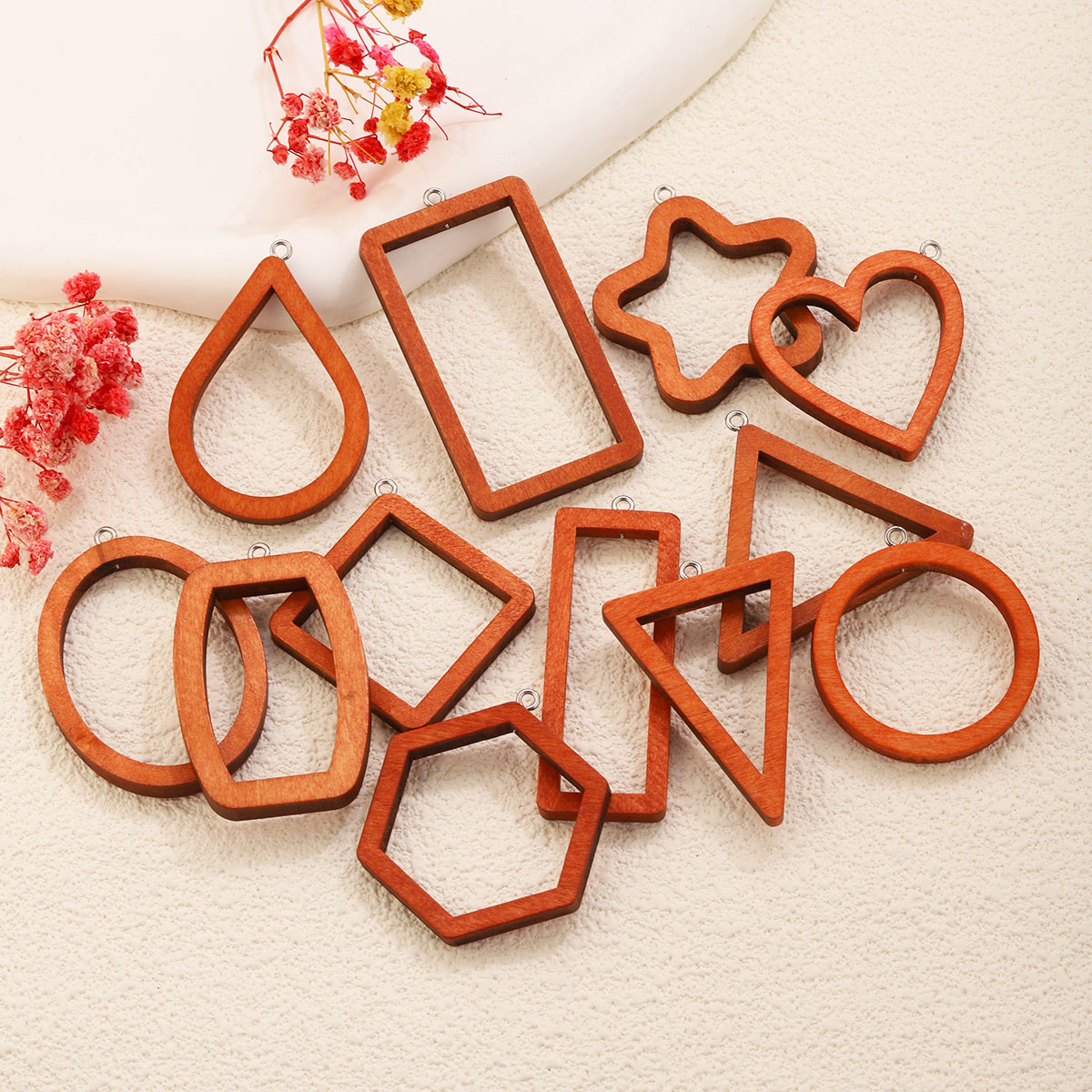 จี้รูปทรงเรขาคณิตไม้รูปสามเหลี - Resin Art Earrings บทวิจารณ์และราคา
