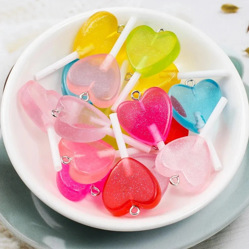 10 ชิ้น จี้เรซินรูปหัวใจแวววาว - Resin Art And Deco บทวิจารณ์และราคา