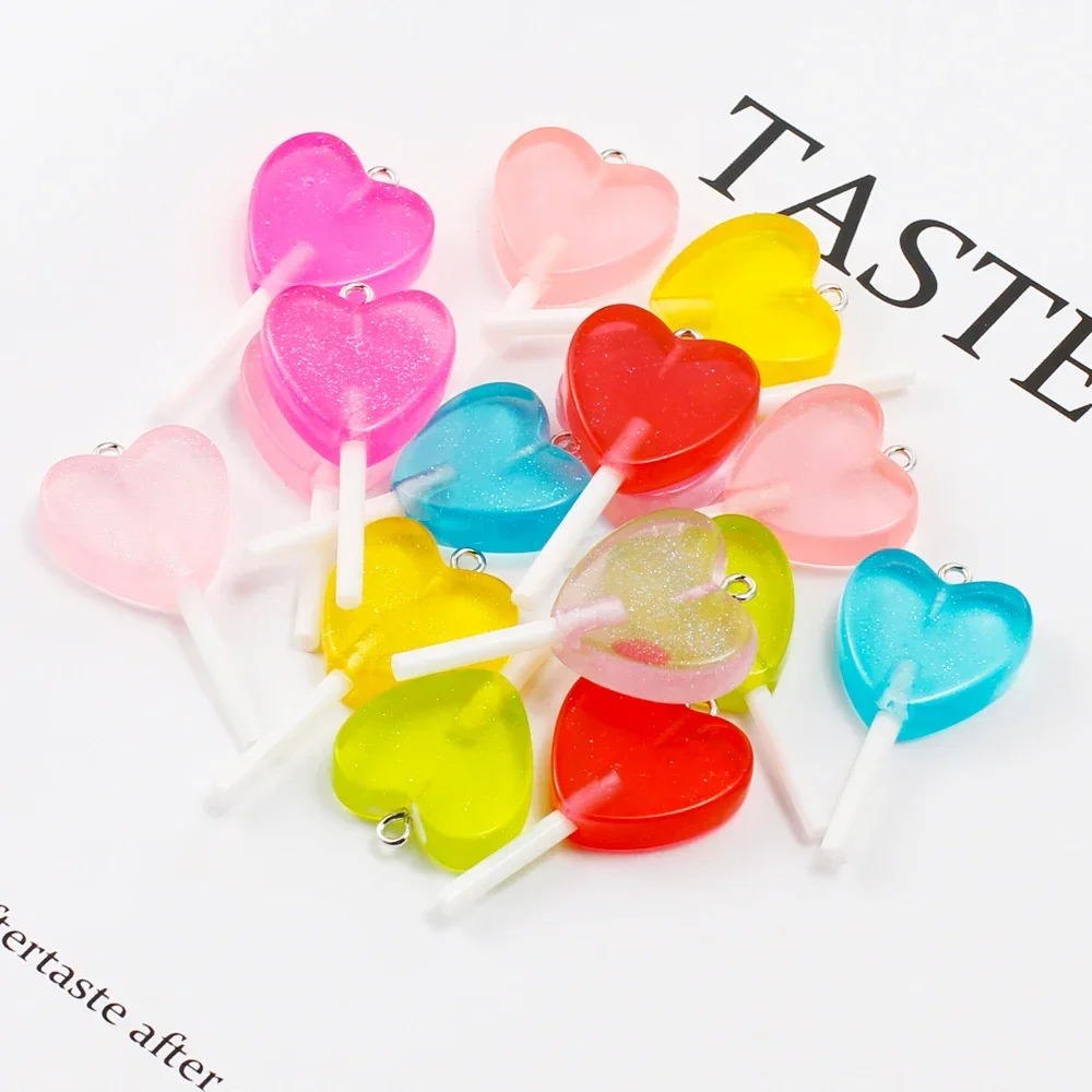 10 ชิ้น จี้เรซินรูปหัวใจแวววาว - Resin Art And Deco บทวิจารณ์และราคา