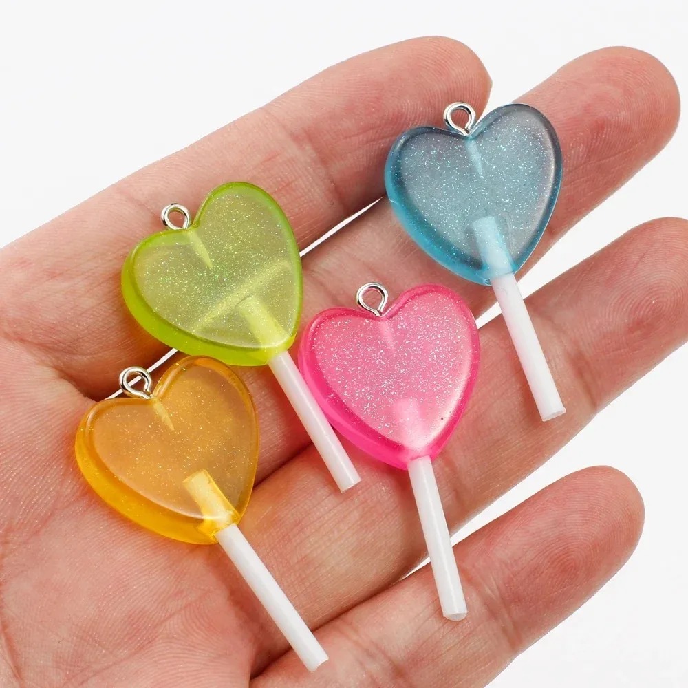 10 ชิ้น จี้เรซินรูปหัวใจแวววาว - Resin Art And Deco บทวิจารณ์และราคา