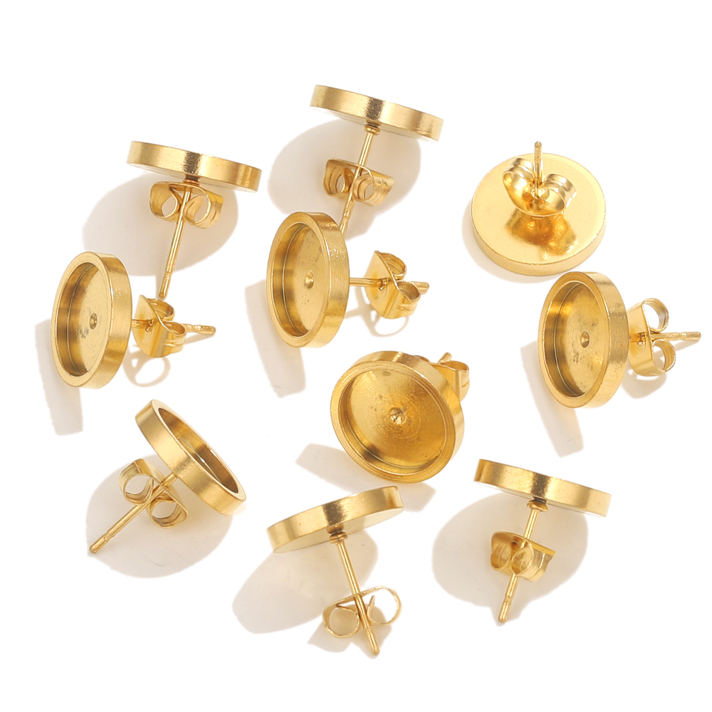 10pcs สแตนเลสสตีลต่างหูสตั๊ดกล - Resin Art Earrings บทวิจารณ์และราคา